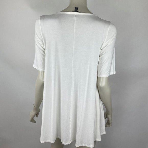 Eileen Fisher Viscose Tunic Top Women PM Short Sleeve Scoop Neck Swing Shirt - Picture 2 of 10